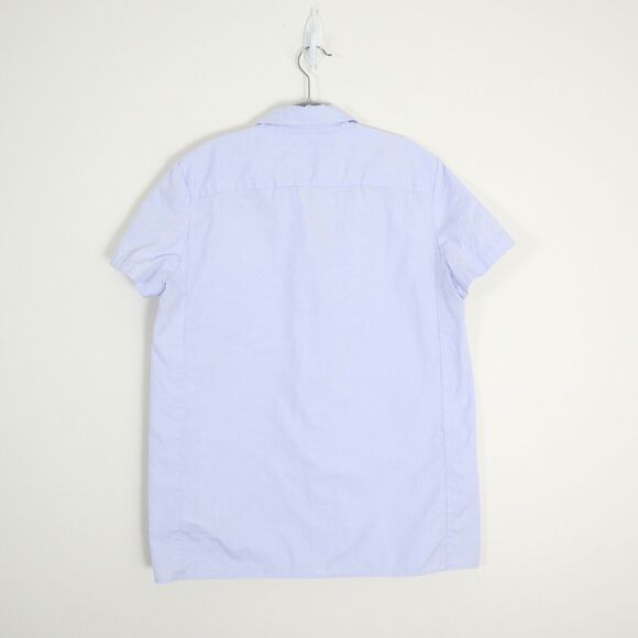 Victoria Beckham Size 4 Short Sleeve Button Down Shirt Light Blue Twill Pocket - Picture 9 of 12
